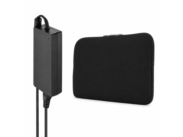 Travel Accessory 90W + 15' Laptop Sleeve Bundle All-in-One International Plug Accessory with USB Ports & Protective Laptop Case (Black)