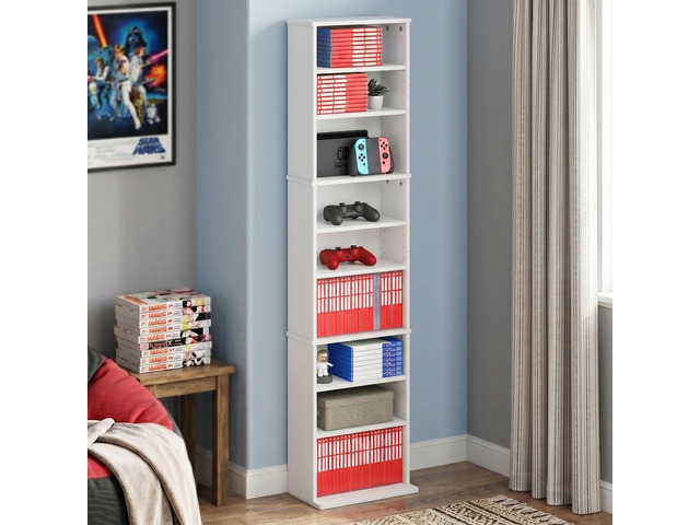 9-Shelf Tall Narrow CD Rack, DVD Storage Cabinets with Adjustable Shelves, Easy Assembly DVD Shelf, Media Shelf for CD Blueray Game Disc, for Home...