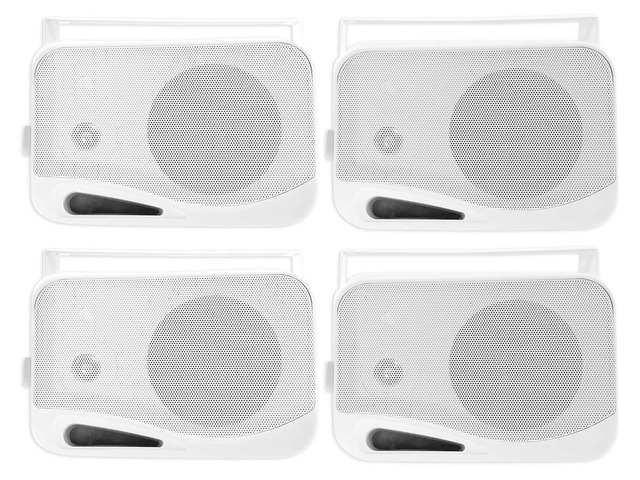 HP4S-8 White 4' Outdoor/Indoor Home Theater Speakers, 4-Pack 8-Ohm, 360W Peak/120W RMS, IPX44 Rated, 8 Ohm, 80Hz-20kHz Response, 90dB...