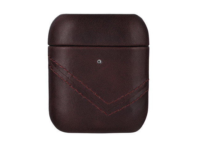 Premium Leather Case Compatible with Apple AirPods 1 & 2, Wireless Charging, Two-Piece Design (Bourbon Brown)