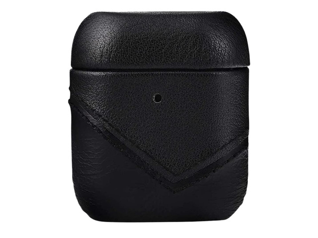 Premium Leather Case Compatible with Apple AirPods 1 & 2, Wireless Charging, Two-Piece Design, Black Edition