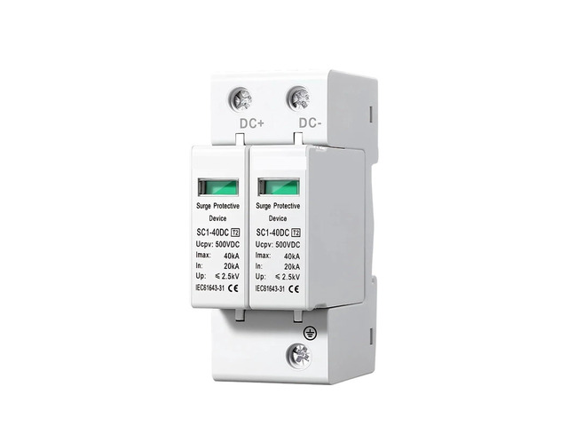 2P DC Surge Protector SPD Surge Protection Device 500V 600V 1000V Voltage Protector Photovoltaic Lightning Arrester(500V)