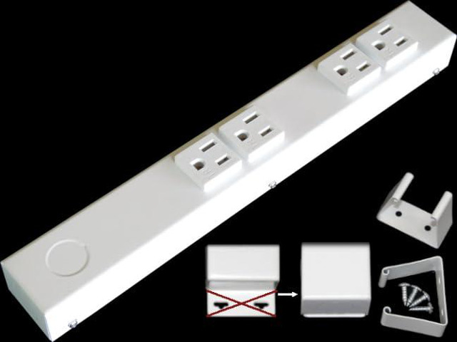 12' Hardwired Power Strip (NO Power Cord), 6 Tamper Resistant Outlets (NEMA 5-15R, Vertical - NOT 20Amp), NO Ears (Without mounting tabs on Both...