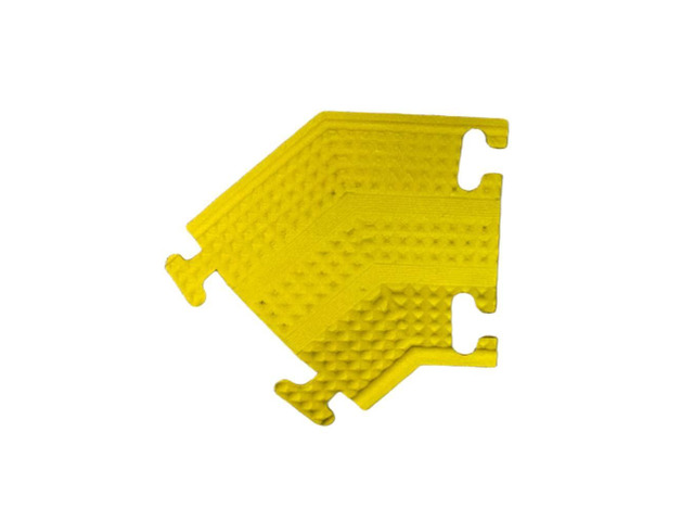 Drop Over Floor Cord Cover 45 Degree Left Turn 1 Channel Cable or Wire Protector Rubber Ramp Turn for Indoor and Outdoor Use Yellow