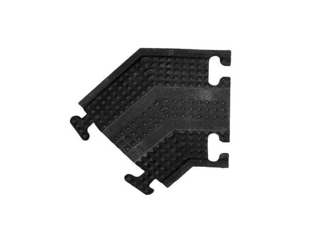 Drop Over Floor Cord Cover 45 Degree Left Turn 1 Channel Cable or Wire Protector Rubber Ramp Turn for Indoor and Outdoor Use Black
