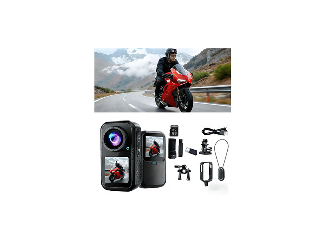 4K Mini Dual Screen Sports Camera,Thumb Action Camera,Wearable on Chest for POV Shooting with EIS Stabilization,WiFi App Remote Control 130°Wide...