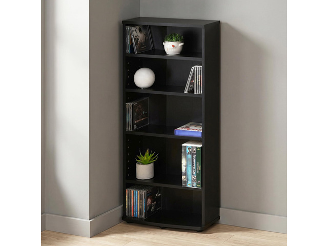 5-Tier Open Shelf CD Rack, DVD Storage Cabinets with Adjustable Shelves, Easy Assembly DVD Shelf, Media Shelf for CD Blueray Game Disc, for Home...