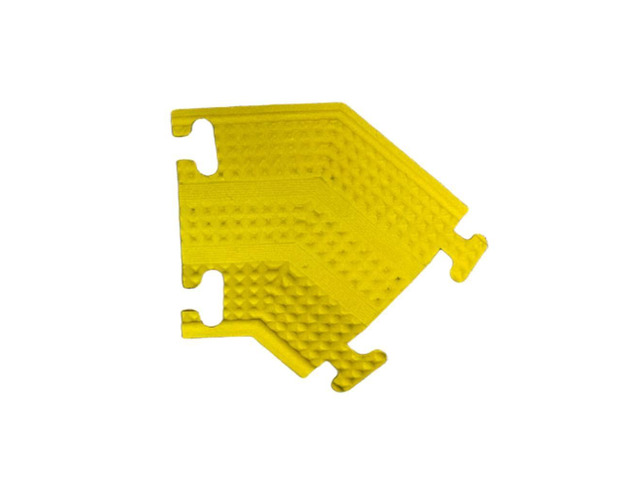 Drop Over Floor Cord Cover 45 Degree Right Turn 1 Channel Cable or Wire Protector Rubber Ramp Turn for Indoor and Outdoor Use Yellow