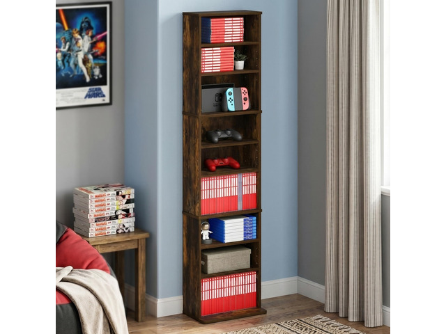 9-Shelf Tall Narrow CD Rack, DVD Storage Cabinets with Adjustable Shelves, Easy Assembly DVD Shelf, Media Shelf for CD Blueray Game Disc, for Home...