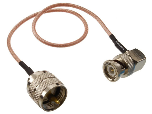 CablesOnline, 6-feet BNC Right-Angle Male to UHF PL259 Male RG316 Coaxial 50-Ohm Low Loss RF Cable, RF-UB206