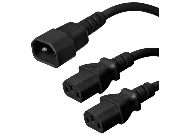 IronBox Electric IEC C14 to 2X C13 Splitter Power Cord - 10A, 250V, 18/3 AWG - UL Listed Power Extension Cable - Heavy Duty Adapter Cables for...