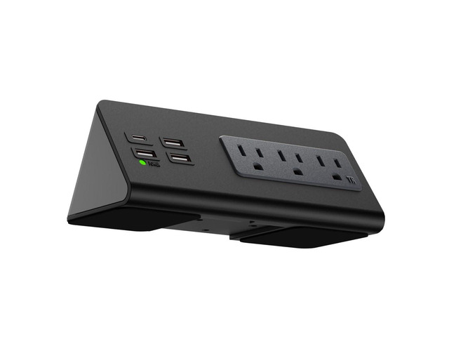 Desk Clamp Power Strip with USB-C Port, Nightstand Charging Station, 3 AC Outlets, 3 USB-A Ports, Fast Charger, Easy Installation for Home,...
