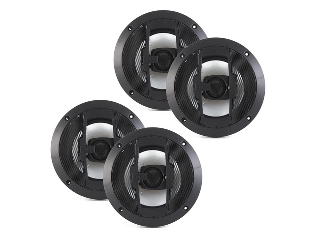 R63 Set of 2 Riot 6.5' 300 Watt 3-Way 4 Ohm Full Range Car Audio Coaxial Stereo Speakers with Tweeter & Poly Injection Cone, Pair