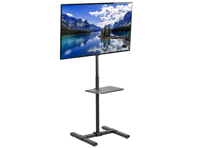 Black TV Floor Stand w/Shelf for 13 to 50 inch Screens, STAND-TV07-S Adjustable TV Stand with Storage for LCD LED OLED 4K Smart Flat and Curved...