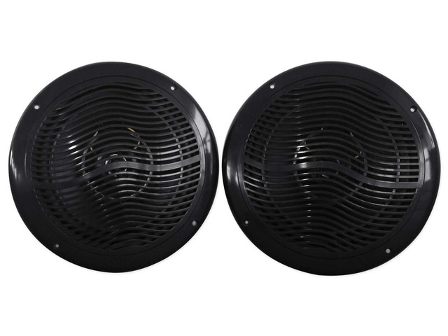 Pair RMC80B 800W 8' Black Marine Boat Speakers, 2-Way, Waterproof, High-Fidelity Sound, Durable Build for Marine and Outdoor Use