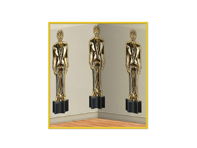Awards Night Male Statuettes Backdrop, 4 x 30 Backdrop for Parties, Photo Backdrop, Easy to Adhere Wall Covering, Photography Background, Birthday...