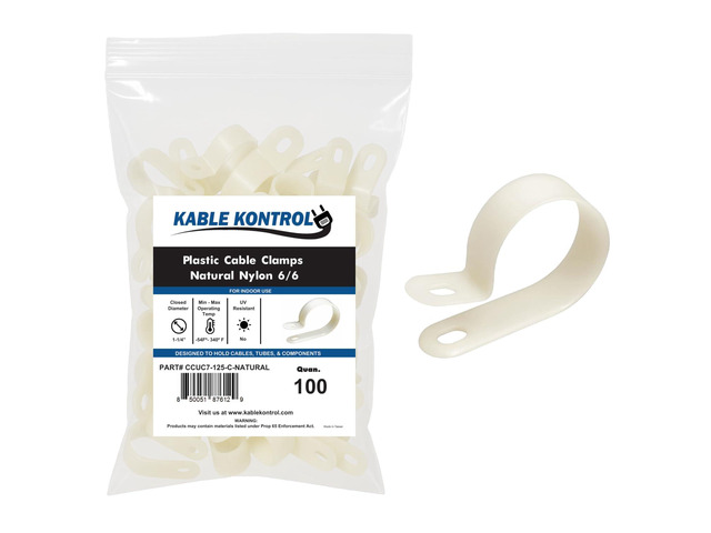 Nylon Cable Clamps RType 1-1/4 Diameter 100 Pcs - Nylon 6-6 Screw Mount Wire Clamps Cord Clips Mounting Fastener Clips Cord Clamp for Industrial...