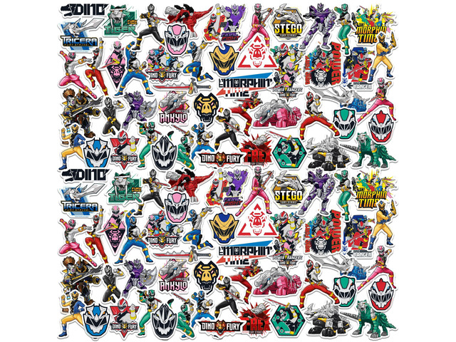 Power Rangers Dino Fury 200 Vinyl Stickers Waterproof Die-Cut Decals Laptop