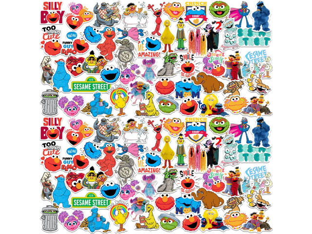 Sesame Street 200 Vinyl Stickers Waterproof Die-Cut Decals Laptop Scrapbook