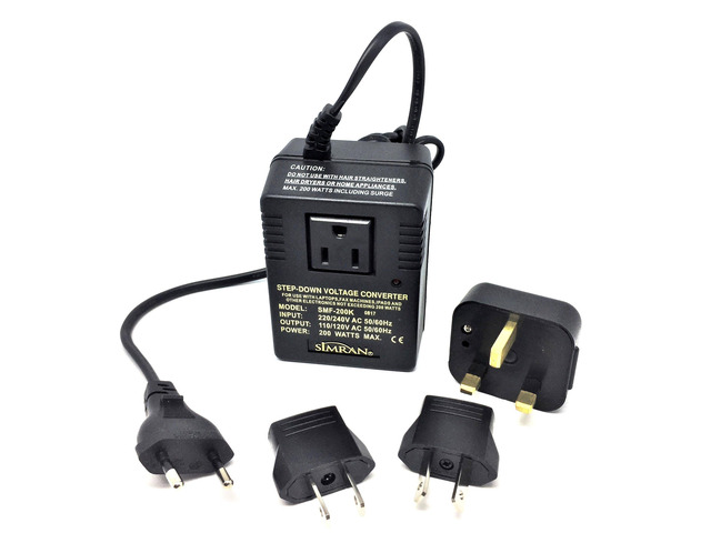 International Travel Voltage Converter/Adapter Kit Includes 220V to 110V Deluxe Step Down Converter and EU/UK/AU/US Adapter Plugs, SMF-200K...