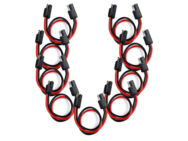 10 Pack 14 Gauge 12' inch Long Quick Disconnect 2 Pin Polarized Molded Power Connectors