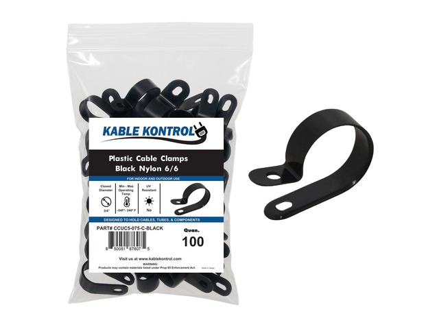 Nylon Cable Clamps RType 3/4 Diameter 100 Pcs - Nylon 6-6 Screw Mount Wire Clamps Cord Clips Mounting Fastener Clip Cord Clamps for Industrial &...