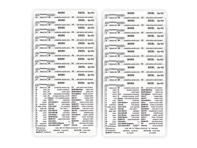 Word & Excel Shortcut Stickers for Keyboard Microsoft Office Hotkey Labels, Laptop & Desktop Keyboard Shortcuts, Compatible with Windows, Study &...