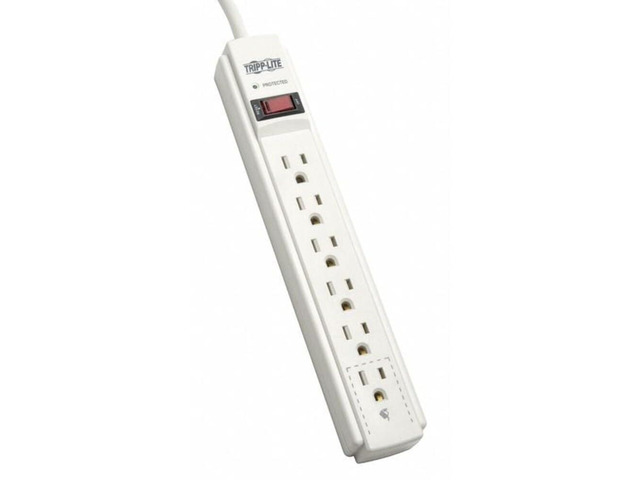 Outlet Strip, Surge, 6 5-15R, 5-15P, 6 ft., Light Gray TLP606-1 Each
