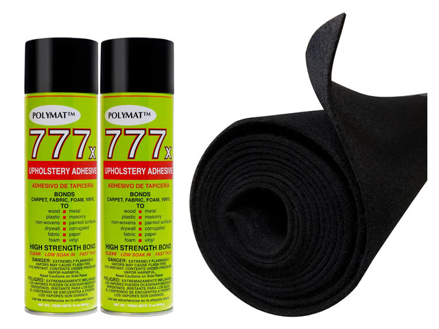 12FT x 3.75FT Black Series 35 Carpet ROLL + 2 CANS of 777 Glue for Speaker woofer Box Backed Carpet