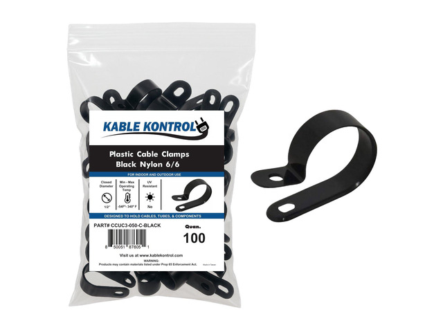 Nylon Cable Clamps RType 1/2 Diameter 100 Pcs - Nylon 6-6 Screw Mount Wire Clamps Cord Clips Mounting Fastener Clip Cord Clamps for Industrial &...