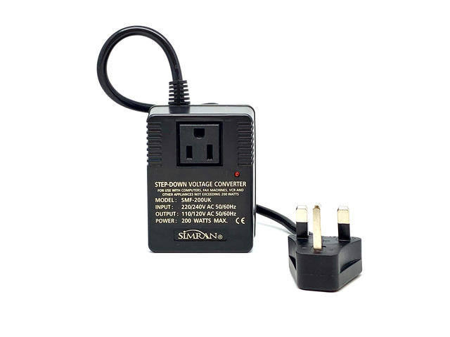 SMF-200UK Deluxe 200 Watts Step Down Voltage Converter for International Travel to AC 220V/240V Countries, Ideal for Laptops, Cameras, iPhones,...