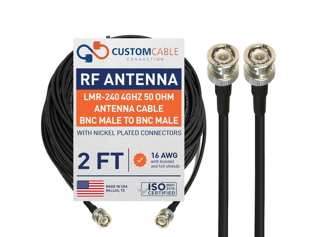 2 Foot BNC Male to BNC Male Times Microwave LMR-240 Ultraflex 4Ghz 50 Ohm Antenna Cable