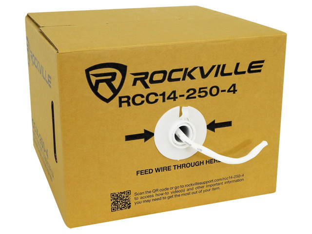 RCC14-250-4 CL2 14 AWG 250' 4 Conductor CCA Speaker Wire 70V/100V/8 Ohm Compatible, 30% Copper/70% Aluminum, Color-Coded PVC Jacket, Home and...