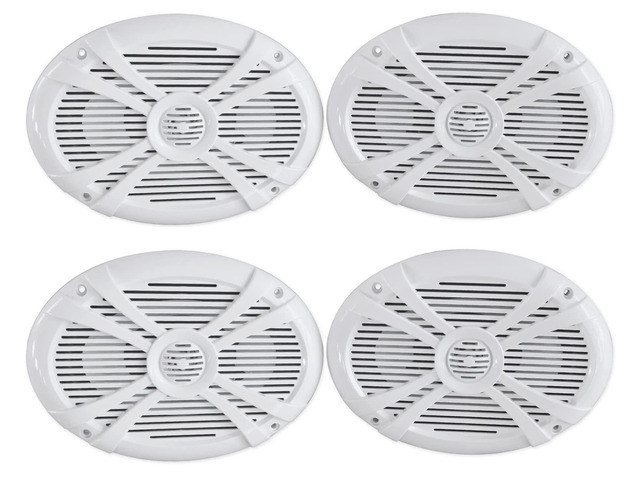 RMSTS69W 6x9 2-Way Water-Resistant Marine Boat Speakers, 4-Pack 1000W Peak/250W RMS, CEA Compliant, Swivel Tweeter, UV Treated, Stainless Steel...