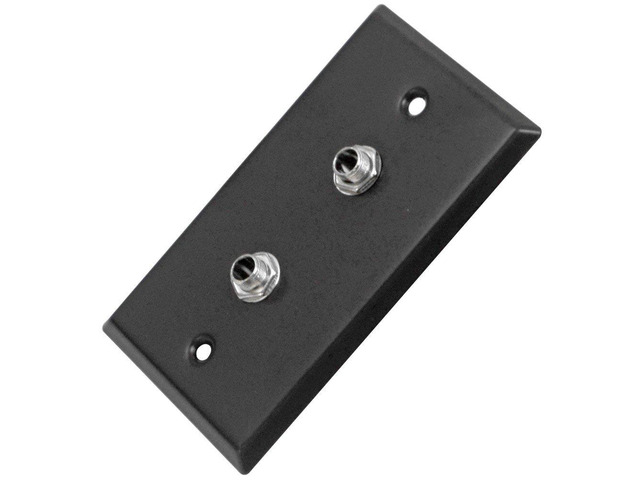 SA-PLATE26 Black Stainless Steel Wall Plate with Dual 1/4-Inch TS Mono Jacks