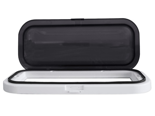 RWSG3W Universal Marine/Boat Stereo Receiver Splash Guard White Waterproof Housing Case, UV-Resistant ABS, Fits 1.0 DIN, Spring-Loaded Flip Door,...