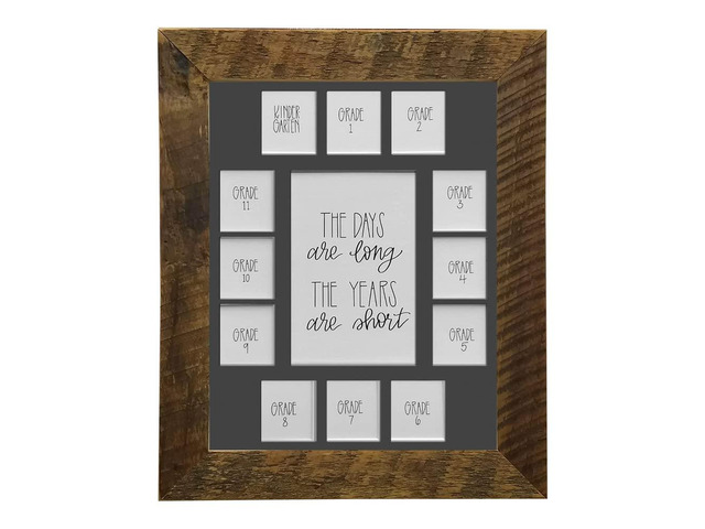 School Years Reclaimed Wood Picture Frame with Mat - 11x14 Wooden Framed Photo Collage Mat Kindergarten to 12th Grade High School Graduation (13...