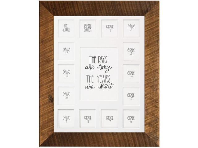 School Years Reclaimed Wood Picture Frame with Mat - 11x14 Wooden Framed - Pre-School & Kindergarten to 12th Grade High School Graduation (15...