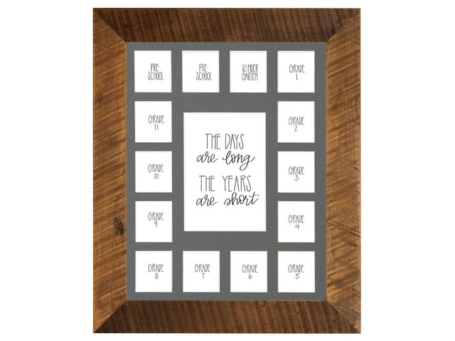 School Years Reclaimed Wood Picture Frame with Mat - 11x14 Wooden Framed Photo Collage Mat Pre-School & Kindergarten to 12th Grade (15 Photos, 2...