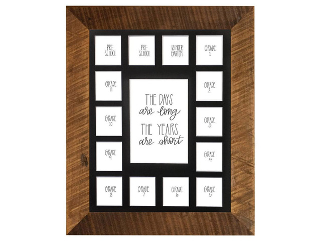 School Years Reclaimed Wood Picture Frame with Mat - 11x14 Wooden Framed - 2 Pre-School & Kindergarten to 12th Grade High School Graduation (15...