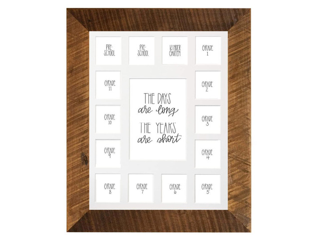 School Years Reclaimed Wood Picture Frame with Mat - 11x14 Wooden Framed Photo Collage Mat Pre-School & Kindergarten to 12th Grade Graduation (15...