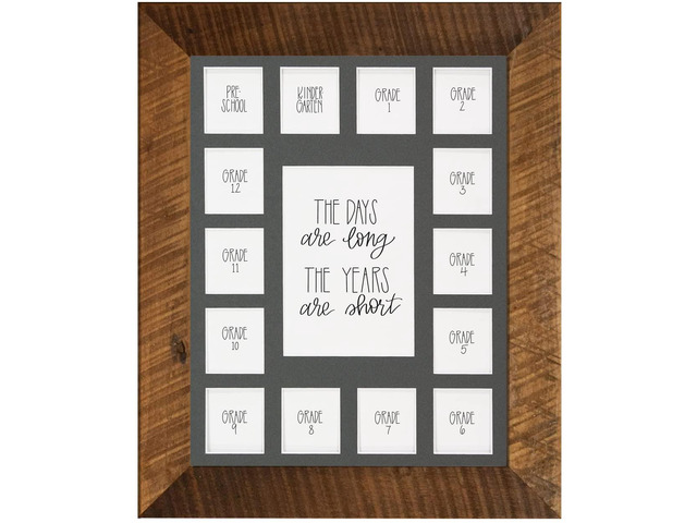 School Years Reclaimed Wood Picture Frame with Mat - 11x14 Wooden Framed - Pre-School & Kindergarten to 12th Grade High School Graduation (15...