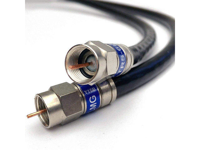 25ft Quad Shield Solid Copper 3GHZ RG-6 Coaxial Cable 75 Ohm (DIRECTV Satellite TV or Broadband Internet) Anti Corrosion Brass Connector RG6...
