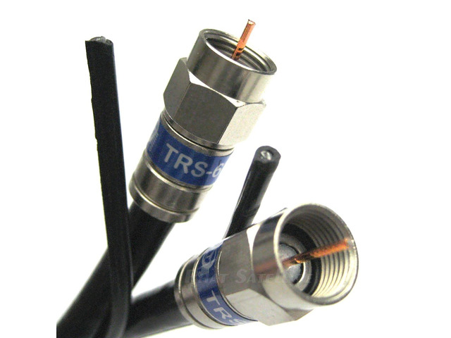 150ft Aerial COAXIAL RG6 Messenger Cable w/Ground Strap UL ETL CM CATV Satellite Audio Video Cable w/Anti CORROSSIVE Weather Seal Brass Connectors...