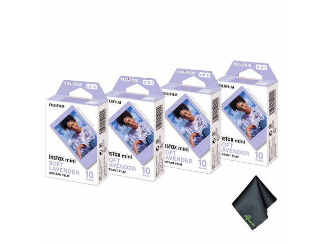 INSTAX MINI Soft Lavender Film 40 Exposures Bundle For Instant Photos, Scrapbooks & Sharing Includes Cleaning Cloth