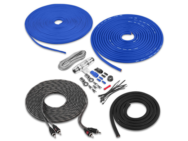 Complete 8 Gauge 2-Channel Copper-Clad Amp Wiring Kit [BLUE] with 2-Channel RCA Interconnects [BAK82BL] With 2-Channel RCA Interconnects [BAK82BL]