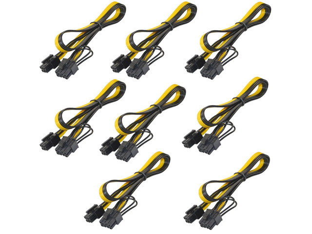 8-Pack 6 Pin Male to 8 Pin (6+2) Male GPU PCI-e PCIE Power Cable PCI Express Extension Cable BTC Bitcoin Mining Motherboard Graphics Video Card...