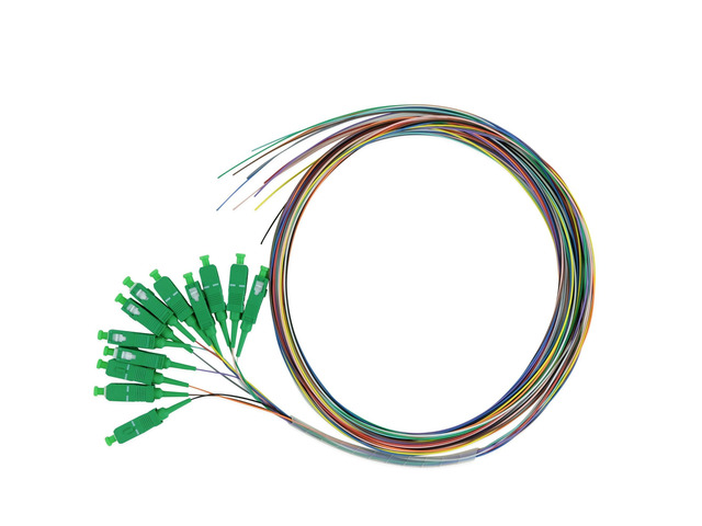 12 Fiber SC Angled Physical Contact OS2 Singlemode PVC (LSZH) 0.9mm, 12 Color Fiber Optic Pigtail Fusion and Mechanical Splice Singlemode 9/125...