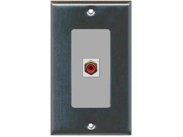 1 RCA Red for Subwoofer Audio Port Wall Plate Decorative - Stainless Steel/Gray