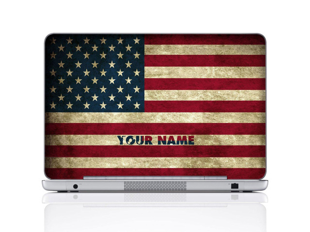 Custom Design Personalized Laptop Skin Sticker Cover Art Decal, Customize Size & Text (13 Inch, USA Flag)